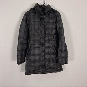 The North Face Grey Holographic Detail Hooded Puffer 500 Down Winter Jacket